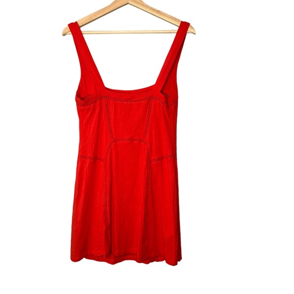 Free People Beyond Me Coral Red Crochet Slip Dress - Picture 5 of 6